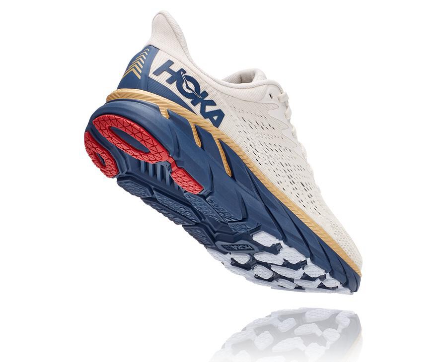 Hoka One One Løbesko Dame - Clifton 7 - Hvide/Blå - 096813TUA